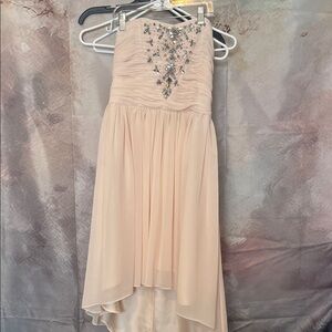 Marchesa Strapless Light Pink Dress with Silver Accents